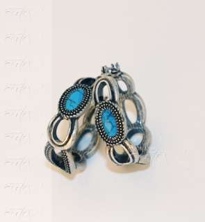 LIA SOPHIA Oasis earrings * genuine Turquoise * matte silver tone 