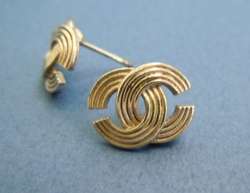 CHANEL Pierced Earrings CC Logo Silver 00A Stud CoCo Authentic  
