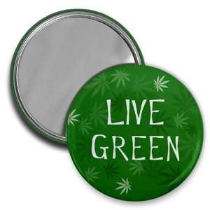  LIVE GREEN 420 Marijuana Pot Leaf 2.25 inch Pocket Mirror 