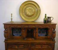 Vintage English Oak Court Cupboard Buffet Sideboard  