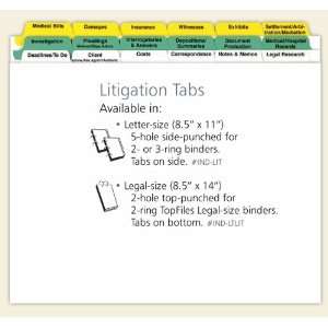  Legal Size Litigation Index Tabs Punched on Top Office 