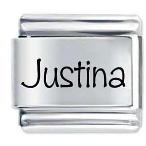 Name Justina Gift Laser Italian Charm: Pugster: Jewelry