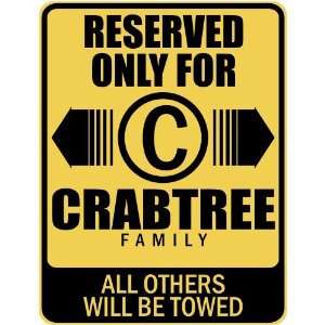   RESERVED ONLY FOR CRABTREE FAMILY  PARKING SIGN
