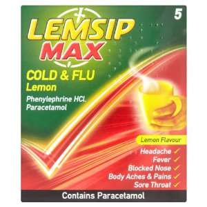  Lemsip Max Cold & Flu Lemon Sachets x 5 Health & Personal 