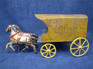 Rare Horse Drawn Tin Toy Klondike Ice Company NY Wagon  