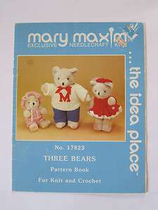 Mary Maxim THREE BEARS Pattern Book to Knit & Crochet  