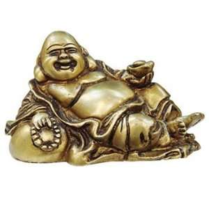 Laughing Buddha   3x4.5 Detailed Brass Statue   Made In India