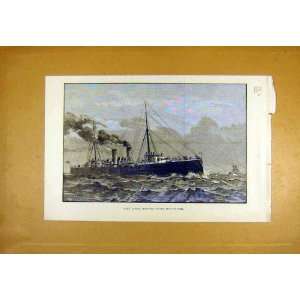  Hms Latona Steel Cruiser Ship Navy Old Print 1890