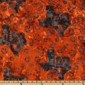  44 Wide Lone Star State Batik Rust Fabric By The Yard 