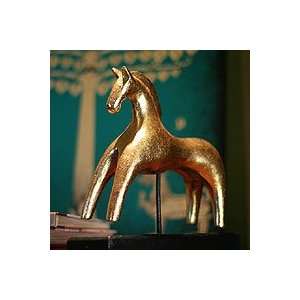    NOVICA Wood sculpture, Shining Pony Express