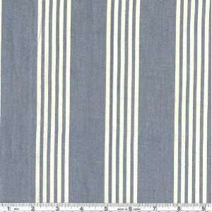  54 Wide Denim Shirting Stripes Blue/Ivory Fabric By The 