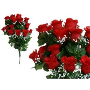   96 Red XL Silk Rose Bud Bush Wedding Flowers Bouquets: Home & Kitchen