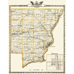  PEORIA COUNTY ILLINOIS (IL) LANDOWNER MAP 1876