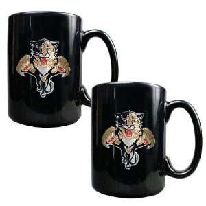 Florida Panthers NHL 2pc Black Ceramic Mug Set   Primary Logo  