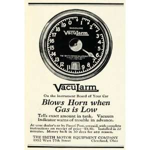  1925 Ad Vacularm Smith Motor Equipment Gasoline Gauge Horn 