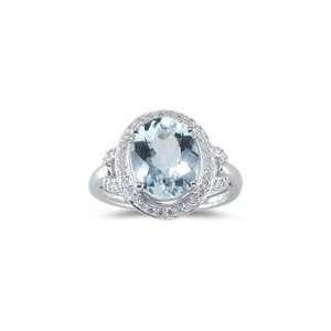  0.21 Ct Diamond & 3.21 Cts Aquamarine Ring in 14K White 