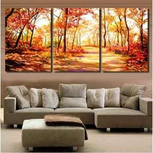  Modern Abstract Art Oil Painting:Golden Forest STRETCHED 