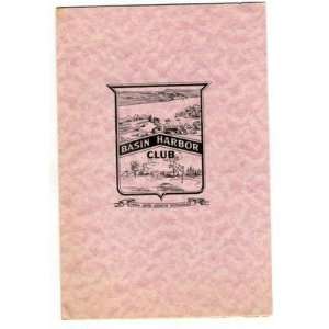  Basin Harbor Club Menu Vergennes Vermont 1958 Everything 