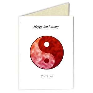  Happy Anniversary Greeting Card   Yin Yang (Red/Red)with 