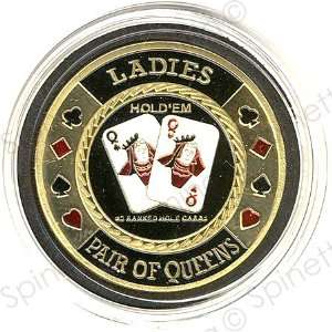    Ladies Pair of Queens Gold Poker Card Guard: Sports & Outdoors