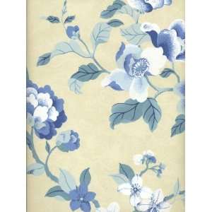   Stroheims Color Gallery Cobalt Imperial Garden II Blue and Ivory 8806E