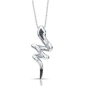   Kay Sterling Silver Black Diamond Snake Pendant (1/10cttw): Jewelry