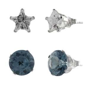    cut and Star shaped Cubic Zirconia Stud Earrings (Set of 2) Jewelry