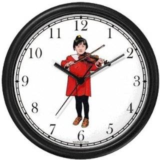 Oriental Girl Playing Violin (Violinist) Classical Musician Wall Clock 