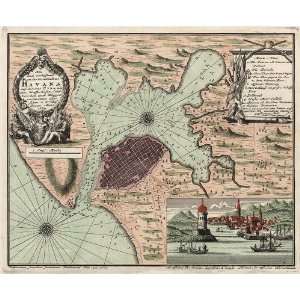  Antique Map of Havana, Cuba (1739) by Jacques Nicolas 