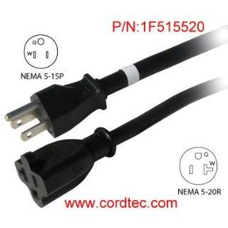 Conntek 1F515520 1 Foot 15 Amp to 20 Amp Power Adapter Cord NEMA 5 15P 