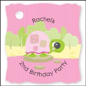 Girl Turtle   20 Personalized Birthday Party Die Cut Card Stock Tags 