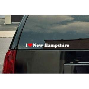  I Love New Hampshire Vinyl Decal   White with a red heart 