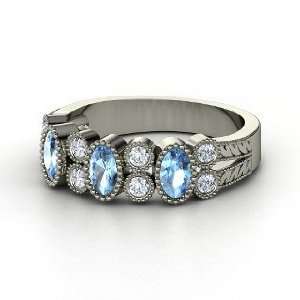  Hopscotch Band, Sterling Silver Ring with Blue Topaz 