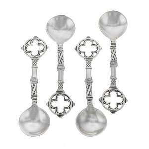  Set of 4 Celtic Sterling Silver Spoons Cross Salt Spoon Jewelry