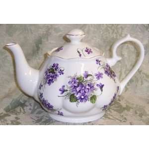  Wild Violet Bone China Fluted Teapot