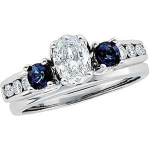   White Gold Sapphire & Diamond Bridal Enhancer Ring Size 6.0: Jewelry
