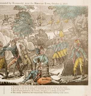 Rare 1830 Print: War of 1812 Indian Battle Scene  