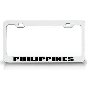 PHILIPPINES Country Steel Auto License Plate Frame Tag Holder White 