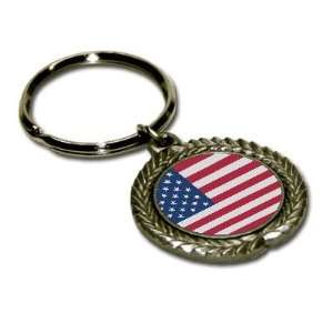  United States Flag Pewter Key Chain: Office Products