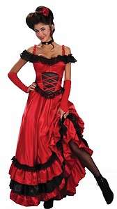 Red Saloon Sweetie Can Can Wild West Western Adult Costume One Size 