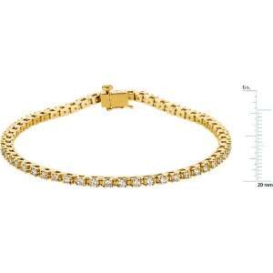  14 karat yellow gold Diamond Tennis Line Bracelet: Diamond 