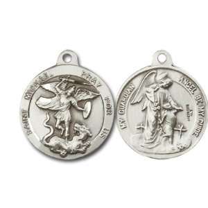  St. Michael the Archangel & Guardian Angel Medal, Sterling 