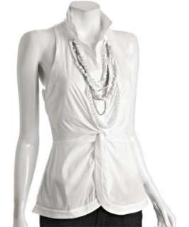 BCBGMAXAZRIA white cotton necklace sleeveless blouse   up to 