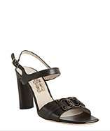 Salvatore Ferragamo black calfskin gancio buckle sandals style 