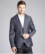 Paul Smith indigo wool linen two button blazer style# 319788601