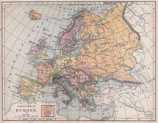 EUROPE Antique Historical Map. Coloured. c1894  
