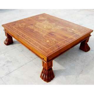   Solid Wood Inlaid Work Cocktail Coffee Table Living Room Furniture NEW