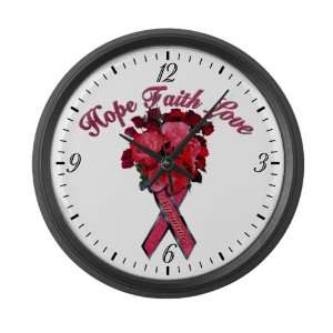   Clock Cancer Pink Ribbon Survivor Hope Faith Love: Everything Else