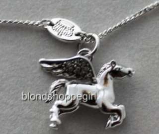   Couture SILVER PEGASUS CRYSTAL WISH NECKLACE WINGS Gift HORSE Charm