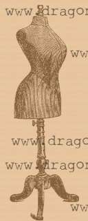 Victorian Dress form rubber stamp UM 2.6x1.2  